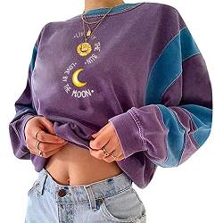 Onsoyours Sweatshirts Damen Lange Ärmel Pullover Winter Mit Rundhalsausschnitt Vintage Streetwear Oversized Bunter Cartoons Mädchen Sportbekleidung Top C Gelb M von Onsoyours