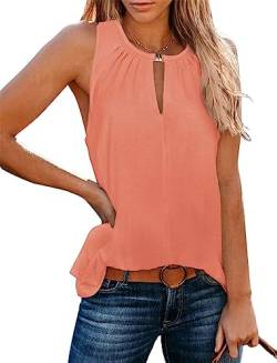 Onsoyours Tank Top Damen Oberteile Sommer V-Ausschnitt Ärmellos Blusentop Sexy Weste Shirt Strand Vest Top Bluse B Orange M von Onsoyours