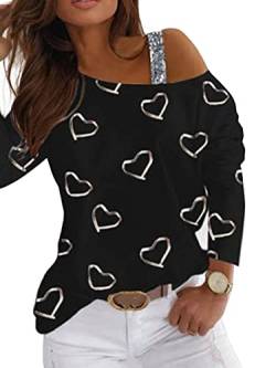 Onsoyours Tuniken Damen Oberteile Elegante Langarmshirt Blusen Top V-Ausschnitt T-Shirts Bluse Langarm Hemdbluse Einfarbig Business Hemd C Schwarz L von Onsoyours