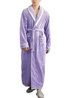 Onsoyours Unisex Herbst Winter Lange Bademantel Flanell Pyjama Herren Damen Flauschig Lang Premium Morgenmantel Nachtwäsche Verdickt Saunamantel Hausmantel A2-Lila XXL von Onsoyours