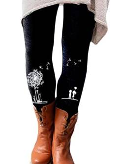 Onsoyours Winter Leggings Stretch Damen Gefüttert Hosen Sporthose High Waist Drucken Freizeithose Verdicken Warme Winterhose Dicken Skinny Jogginghose Laufhosen B Schwarz S von Onsoyours