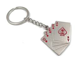 Onwomania - "Kartenset Pokern Schlüsselanhänger - Metall Glücksbringer ideal als Geschenk z.B. für den besten Freund, die beste Freundin, Mama - Für Männer, Frauen & Kinder von Onwomania