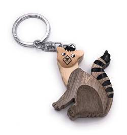 Onwomania - "-Lemur Affe Äffchen Schlüsselanhänger - Holz Glücksbringer ideal als Geschenk z.B. für den besten Freund, die beste Freundin, Mama - Für Männer, Frauen & Kinder von Onwomania