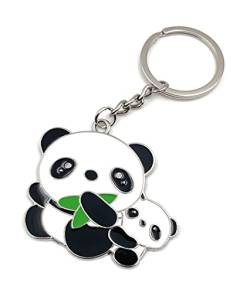 Onwomania - "Panda Bär mit kleinem Kind Schlüsselanhänger - Metall Glücksbringer ideal als Geschenk z.B. für den besten Freund, die beste Freundin, Mama - Für Männer, Frauen & Kinder von Onwomania