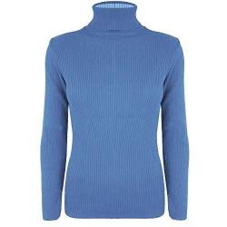 Oops Outlet Damen Rollkragen Pullover Top Dehbar Gerippt Langärmelig - M/L (EU 40/42), Türkis von Oops Outlet