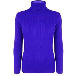 Oops Outlet Damen Rollkragen Pullover Top Dehbar Gerippt Langärmelig - S/M (EU 36/38), Königsblau von Oops Outlet