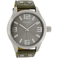 OOZOO Quarzuhr Basic Line Armbanduhr C1057 grau Lederband mit Nieten 47 mm von Oozoo