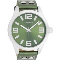 OOZOO Quarzuhr Basic Line Uhr C1081 Lederband Metallic Green 46 mm von Oozoo