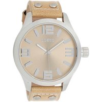 OOZOO Quarzuhr Basic XXL Herrenuhr C1005 Beige Lederband 50 mm von Oozoo