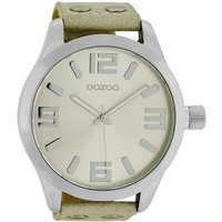 OOZOO Quarzuhr Basic XXL Herrenuhr C1006 Sandfarben Lederband 50 mm von Oozoo