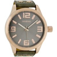 OOZOO Quarzuhr Basic XXL Herrenuhr C1103 Rosé Lederband Grau 50 mm von Oozoo