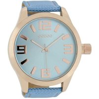 OOZOO Quarzuhr C6614 XXL Herrenuhr Blau Lederband 51 mm von Oozoo