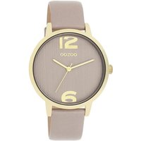 OOZOO Quarzuhr Damenuhr C11342 IP-Gold Lederband Taupe 38 mm von Oozoo