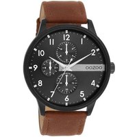 OOZOO Quarzuhr Herrenuhr C11307 Schwarz Lederband Braun 45 mm von Oozoo