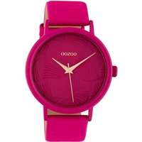 OOZOO Quarzuhr Oozoo Damen Armbanduhr OOZOO Timepieces, Damenuhr rund, groß (ca. 42mm), Lederarmband pink, Fashion von Oozoo
