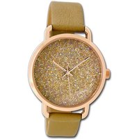 OOZOO Quarzuhr Oozoo Damen Armbanduhr Timepieces, Damenuhr Lederarmband gelb, rundes Gehäuse, mittel (ca. 38mm) von Oozoo