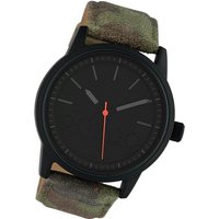 OOZOO Quarzuhr Oozoo Damen Armbanduhr Timepieces, Damenuhr Lederarmband grün, camouflage, rundes Gehäuse, groß (ca 45mm) von Oozoo