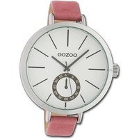 OOZOO Quarzuhr Oozoo Damen Armbanduhr Timepieces, Damenuhr Lederarmband rose, rundes Gehäuse, extra groß (ca. 48mm) von Oozoo