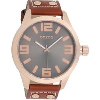 OOZOO Quarzuhr Oozoo Damen Armbanduhr Timepieces Analog, Damenuhr rund, extra groß (ca. 51mm) Lederarmband, Fashion-Style von Oozoo