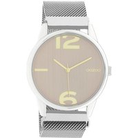 OOZOO Quarzuhr Oozoo Damen Armbanduhr Timepieces Analog, Damenuhr rund, groß (ca. 40mm) Metallarmband silber von Oozoo