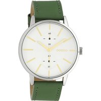 OOZOO Quarzuhr Oozoo Damen Armbanduhr Timepieces Analog, Damenuhr rund, groß (ca. 42mm), Lederarmband grün, Fashion von Oozoo