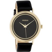 OOZOO Quarzuhr Oozoo Damen Armbanduhr Timepieces Analog, Damenuhr rund, groß (ca. 42mm), Lederarmband schwarz, Fashion von Oozoo