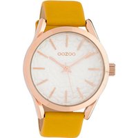 OOZOO Quarzuhr Oozoo Damen Armbanduhr Timepieces Analog, Damenuhr rund, groß (ca. 43mm), Lederarmband gelb, Fashion von Oozoo