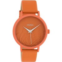 OOZOO Quarzuhr Oozoo Damen Armbanduhr Timepieces Analog, Damenuhr rund, mittel (ca. 36mm), Lederarmband orange, Fashion von Oozoo