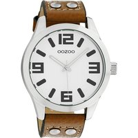 OOZOO Quarzuhr Oozoo Damen Armbanduhr Timepieces C1051, Damenuhr rund, extra groß (ca. 46mm) Lederarmband, Fashion-Style von Oozoo