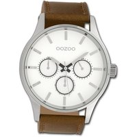 OOZOO Quarzuhr Oozoo Herren Armbanduhr Timepieces, Herrenuhr Lederarmband braun, rundes Gehäuse, extra groß (ca. 48mm) von Oozoo