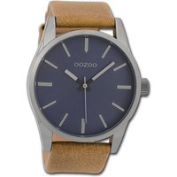 OOZOO Quarzuhr Oozoo Herren Armbanduhr Timepieces, Herrenuhr Lederarmband braun, rundes Gehäuse, groß (ca. 45mm) von Oozoo