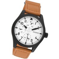 OOZOO Quarzuhr Oozoo Herren Armbanduhr Timepieces, Herrenuhr Lederarmband orange, rundes Gehäuse, groß (ca. 42mm) von Oozoo