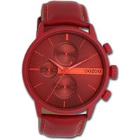 OOZOO Quarzuhr Oozoo Herren Armbanduhr Timepieces, Herrenuhr Lederarmband rot, rundes Gehäuse, groß (ca. 45mm) von Oozoo