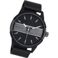 OOZOO Quarzuhr Oozoo Herren Armbanduhr Timepieces, Herrenuhr Metall, Mesharmband schwarz, rundes Gehäuse, groß (ca. 48mm) von Oozoo