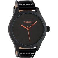 OOZOO Quarzuhr Oozoo Herren Armbanduhr schwarz Analog, Herrenuhr rund, extra groß (ca. 46mm) Lederarmband, Fashion-Style von Oozoo