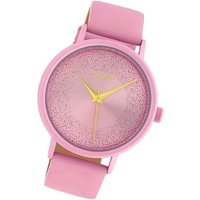 OOZOO Quarzuhr Oozoo Leder Damen Uhr C10579 Analog, Damenuhr Lederarmband rosa, rundes Gehäuse, groß (ca. 42mm) von Oozoo