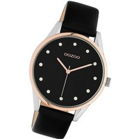 OOZOO Quarzuhr Oozoo Leder Damen Uhr C10954 Analog, Damenuhr Lederarmband schwarz, rundes Gehäuse, groß (ca. 40mm) von Oozoo