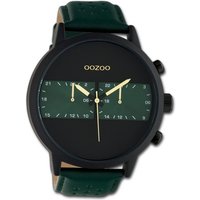 OOZOO Quarzuhr Oozoo Leder Herren Uhr C10517 Analog, Herrenuhr Lederarmband grün, rundes Gehäuse, extra groß (ca. 50mm) von Oozoo