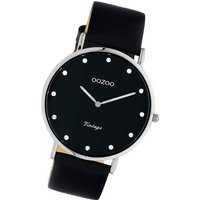 OOZOO Quarzuhr Oozoo Leder Unisex Uhr C20247 Analog, Damen, Herrenuhr Lederarmband schwarz, rundes Gehäuse, groß (ca. 40mm) von Oozoo