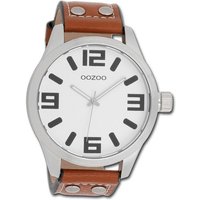 OOZOO Quarzuhr Oozoo Unisex Armbanduhr Timepieces, Damen, Herrenuhr Lederarmband braun, rundes Gehäuse, groß (ca. 51mm) von Oozoo