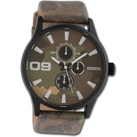 OOZOO Quarzuhr Oozoo Unisex Armbanduhr Timepieces, Unisexuhr Lederarmband braun, rundes Gehäuse, extra groß (ca. 48mm) von Oozoo