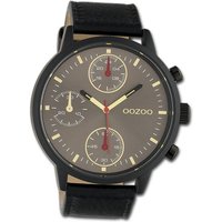 OOZOO Quarzuhr Oozoo Unisex Armbanduhr Timepieces, Unisexuhr Lederarmband schwarz, rundes Gehäuse, extra groß (ca. 50mm) von Oozoo