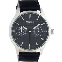 OOZOO Quarzuhr Oozoo Unisex Armbanduhr Timepieces Analog, Damen, Herrenuhr rund, extra groß (48mm), Lederarmband dunkelblau von Oozoo