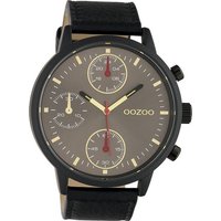 OOZOO Quarzuhr Oozoo Unisex Armbanduhr Timepieces Analog, Damen, Herrenuhr rund, extra groß (50mm) Lederarmband schwarz, Fashion von Oozoo