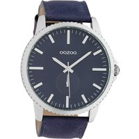 OOZOO Quarzuhr Oozoo Unisex Armbanduhr Timepieces Analog, Damen, Herrenuhr rund, extra groß (ca. 48mm) Lederarmband blau von Oozoo