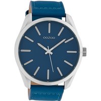 OOZOO Quarzuhr Oozoo Unisex Armbanduhr Timepieces Analog, Damen, Herrenuhr rund, extra groß (ca. 48mm) Lederarmband blau von Oozoo