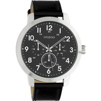 OOZOO Quarzuhr Oozoo Unisex Armbanduhr Timepieces Analog, Herren, Damenuhr rund, groß (ca. 45mm), Lederarmband schwarz, Fashion von Oozoo