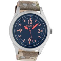 OOZOO Quarzuhr Oozoo Unisex Armbanduhr Timepieces Analog, Herren, Damenuhr rund, groß (ca. 48mm) Lederarmband camouflage, braun von Oozoo