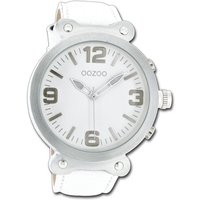 OOZOO Quarzuhr Oozoo Unisex Armbanduhr Vintage Series, Damen, Herrenuhr Lederarmband weiß, rundes Gehäuse, groß (ca. 40mm) von Oozoo