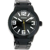 OOZOO Quarzuhr Oozoo Unisex Armbanduhr Vintage Series, Damen, Herrenuhr Metallarmband schwarz, rundes Gehäuse, groß (ca 45mm) von Oozoo